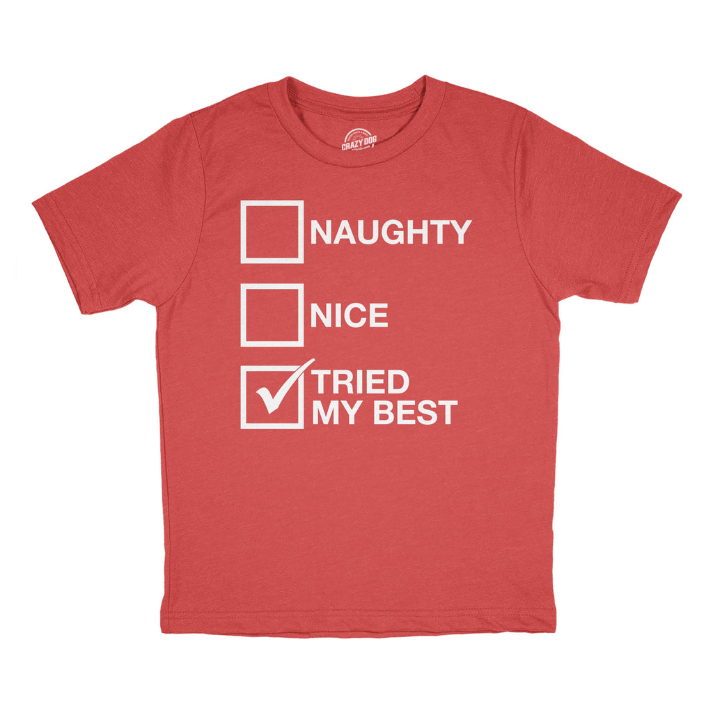 Naughty List Nice List Tried My Best Youth T Shirt