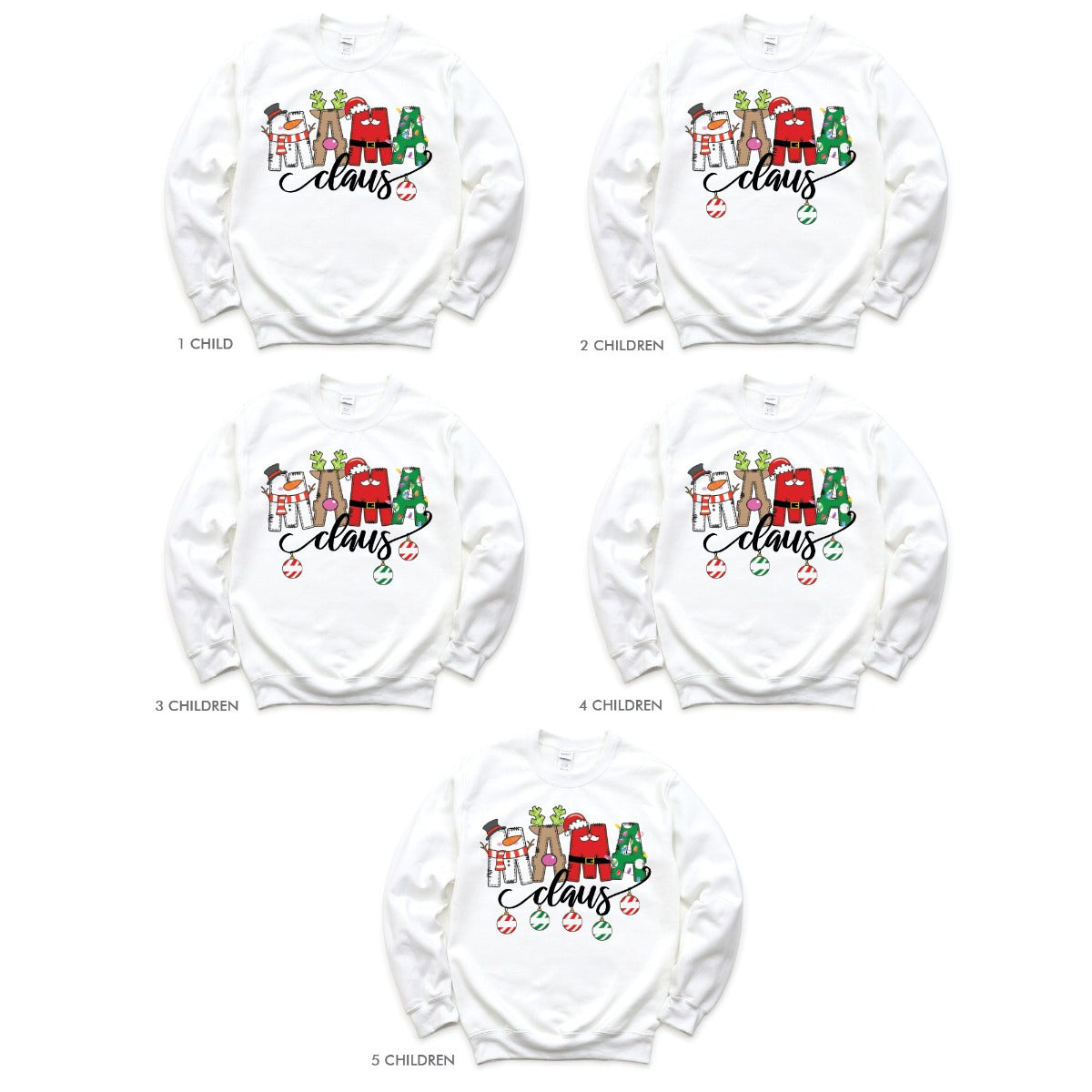 Mama Claus Adult White Sweatshirt - 4 Children