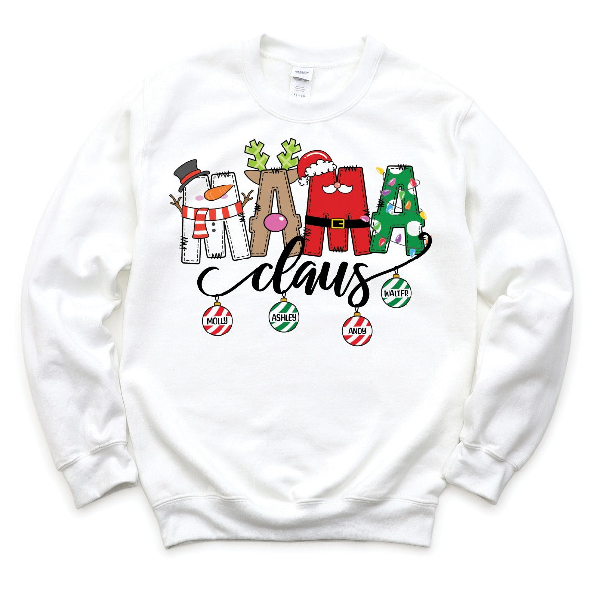 Mama Claus Adult White Sweatshirt - 4 Children