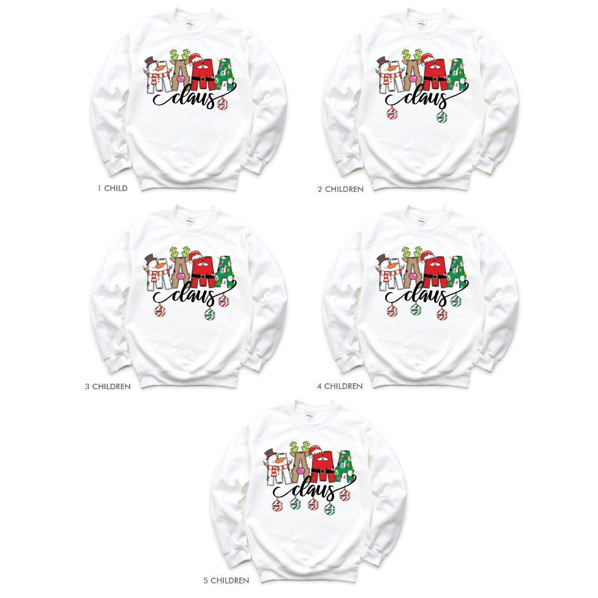 Mama Claus Adult White Sweatshirt - 5 Children