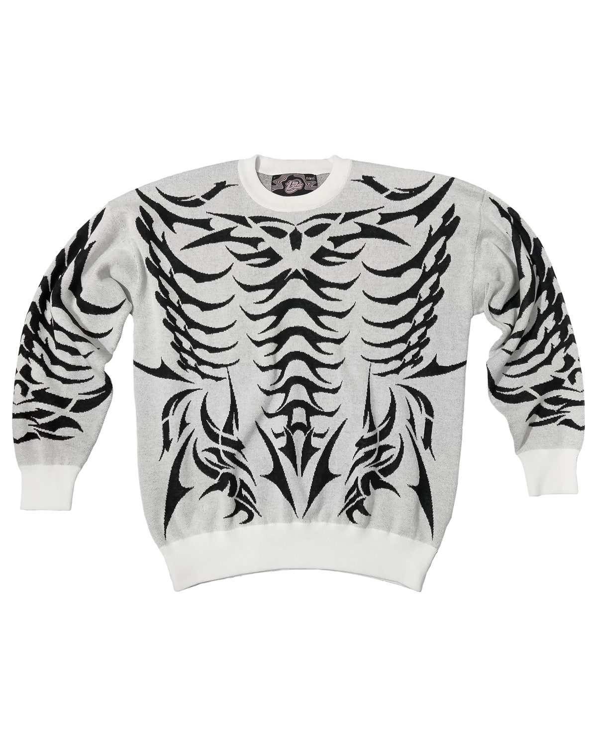 Exoskeleton White Knit Sweatshirt