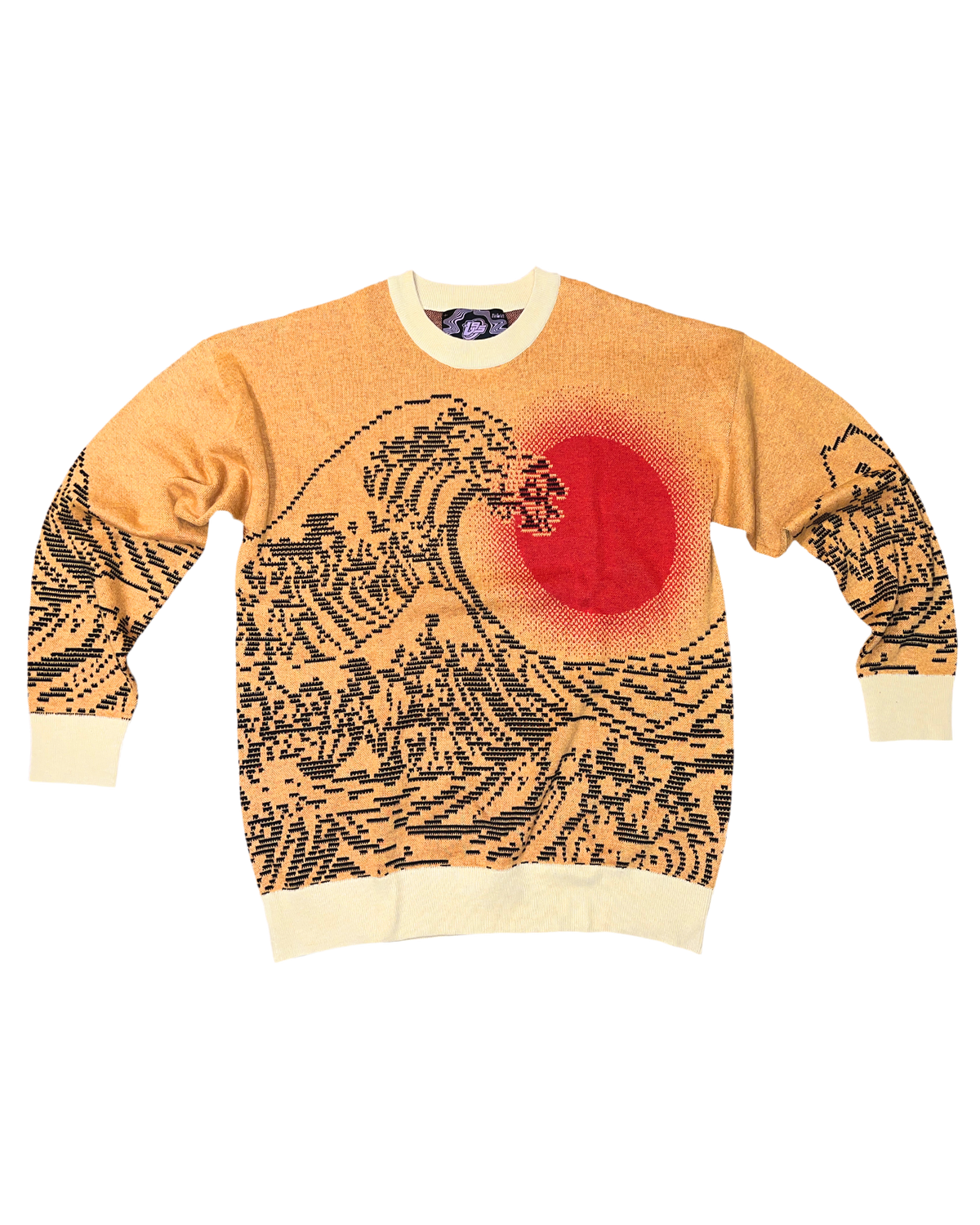 Burning Pixel Wave Knit Sweatshirt