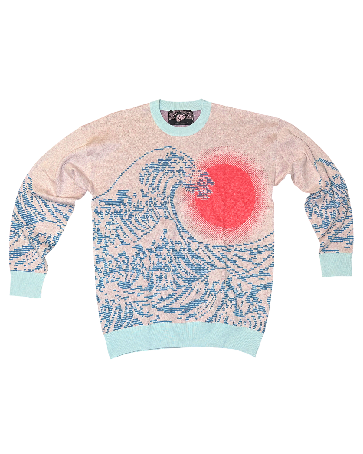 Pastel Pixel Wave Knit Sweatshirt