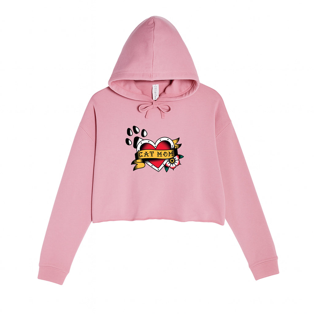 Women's | Tattoo Cat Mom | Crop Hoodie