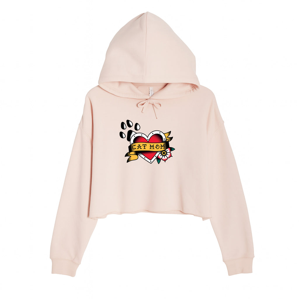 Women's | Tattoo Cat Mom | Crop Hoodie