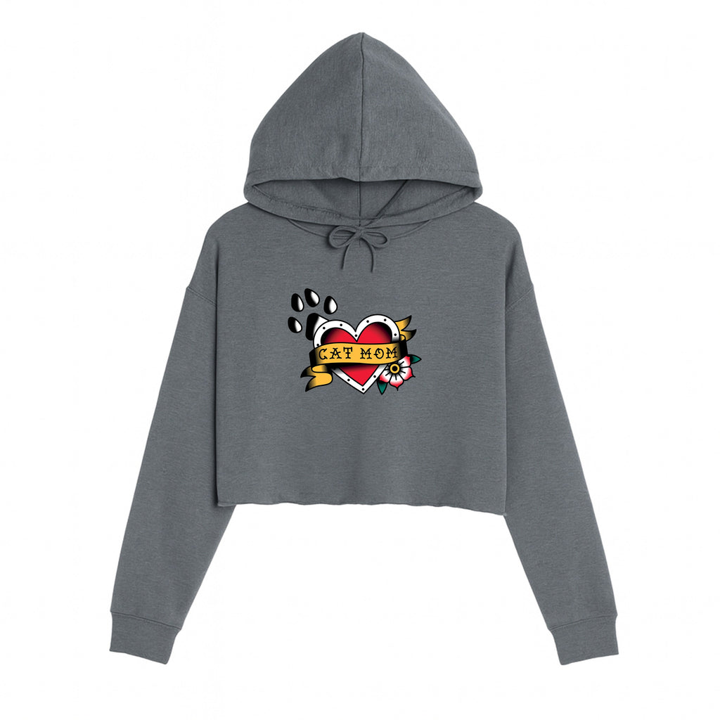 Women's | Tattoo Cat Mom | Crop Hoodie