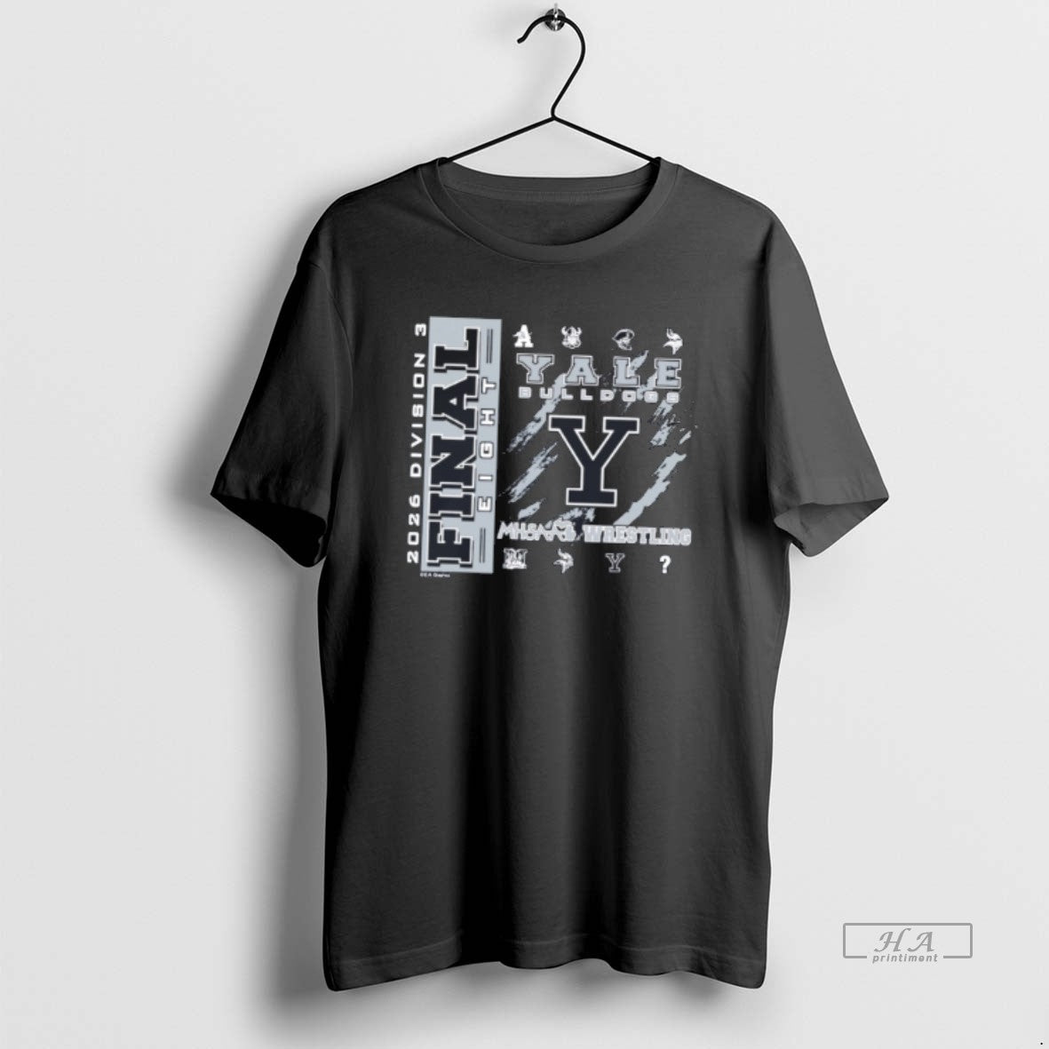 Official 2026 Mhsaa Team Wrestling Final 8 D3 Yale Bulldogs Logo Tee