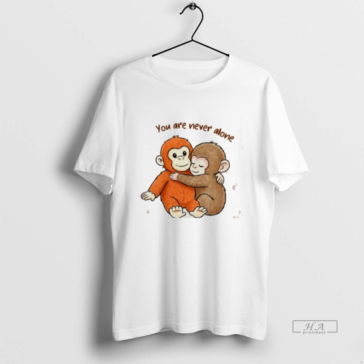 Official Baby Monkey With Plush Toy You Are Never Alone Tee