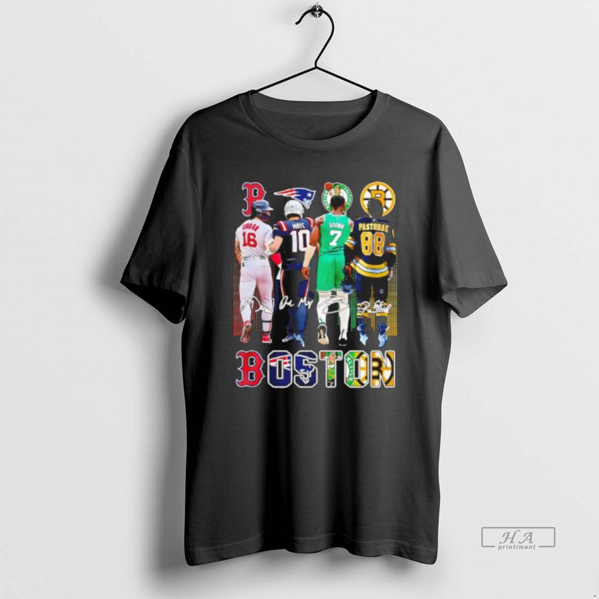 Official Boston Celtics Brown Bruins Pastrnak Patriots Maye Red Sox Duran City Skyline