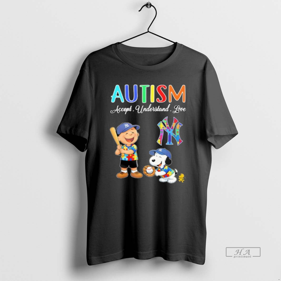 Official Charlie Brown And Snoopy X New York Yankees Autism Accept Understand Love