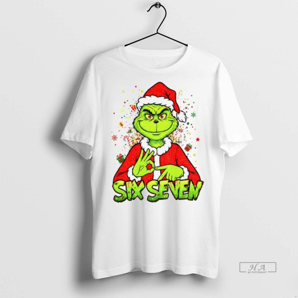 Official Christmas Grinch Santa Six Seven 6 7 Meme Shirt