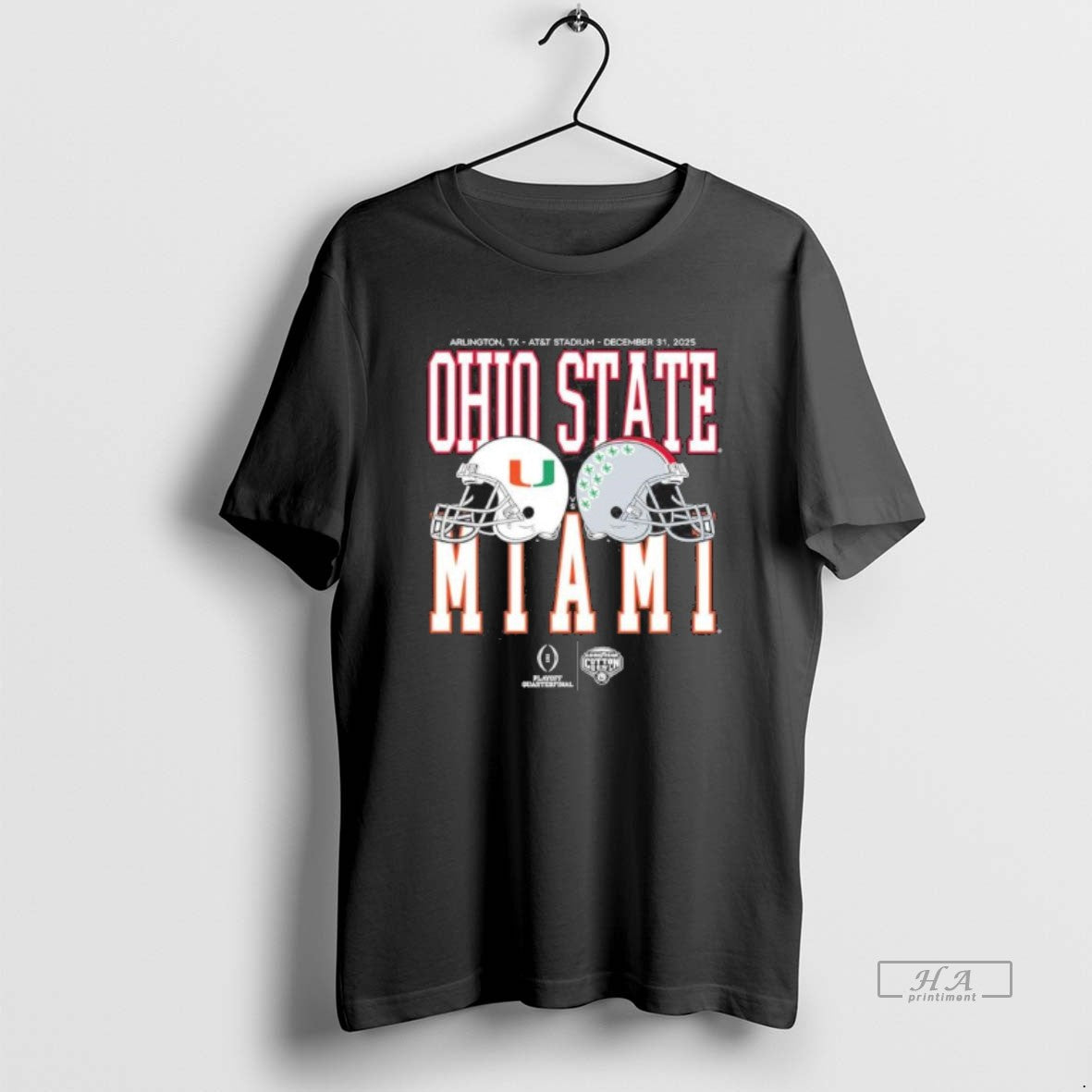 Official Cotton Bowl Classic 2025 Miami Vs Ohio State Helmet Matchup