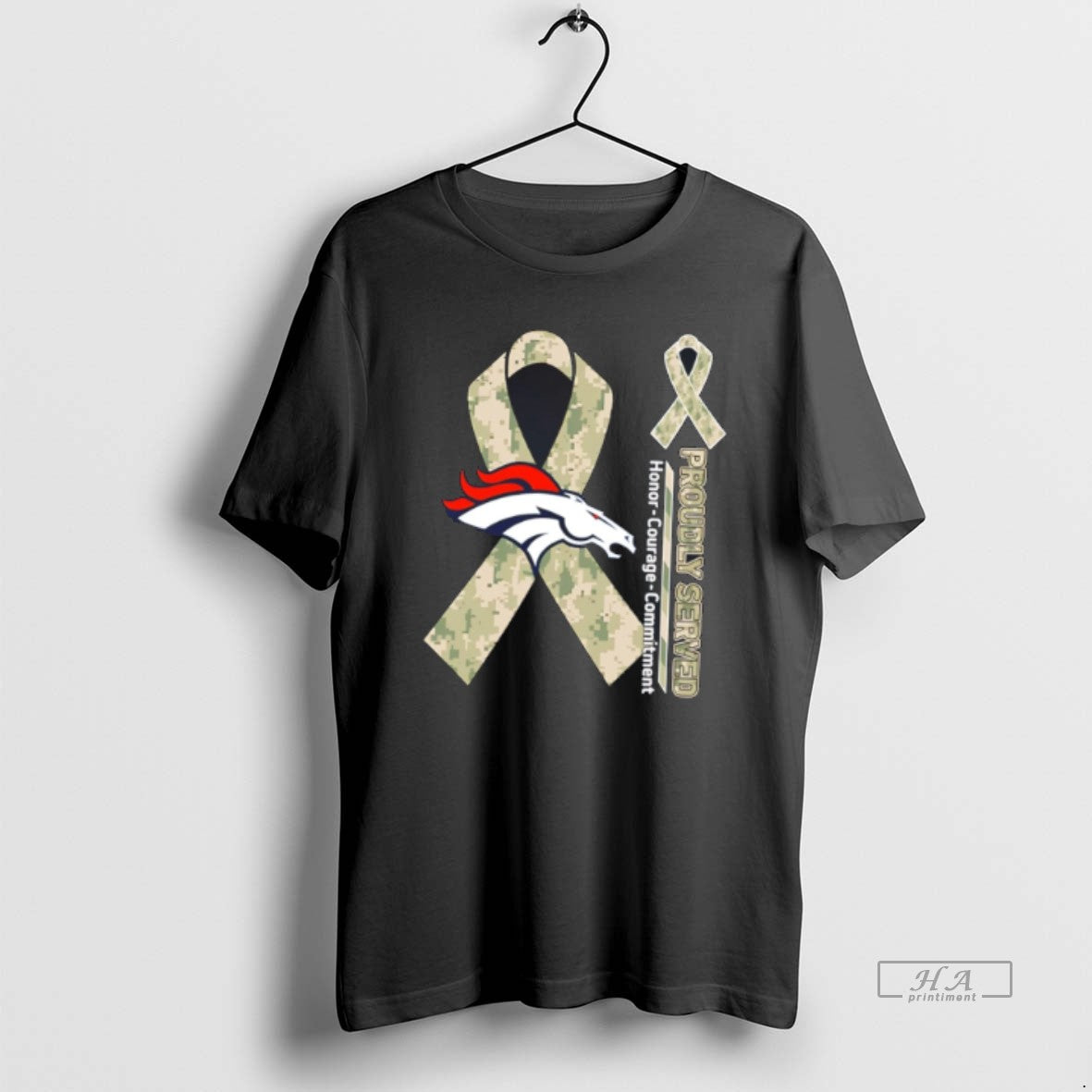 Official Denver Broncos Proudly Served Honor Courage Commitment Tee