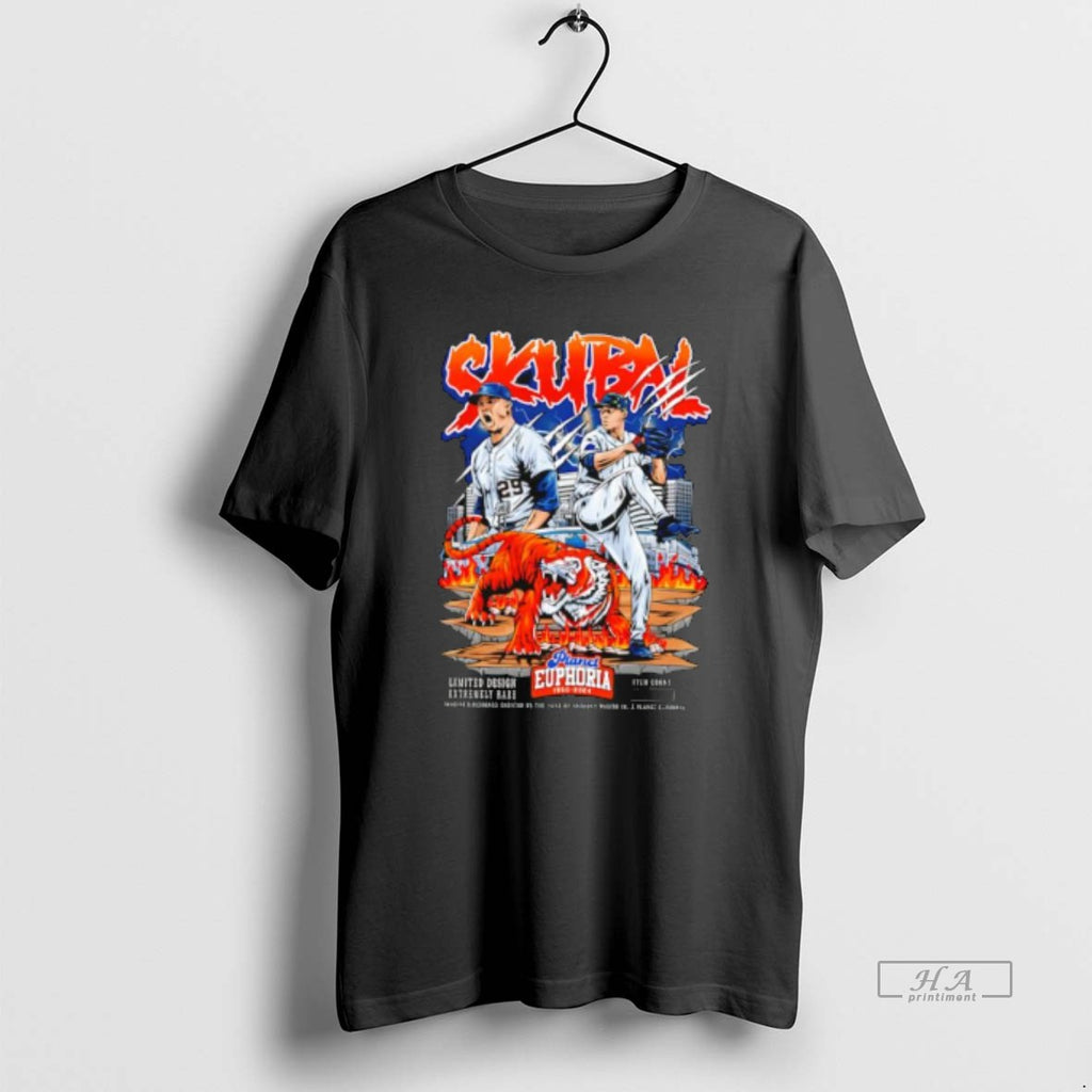 Official Detroit Tigers Tarik Skubal Hand Drawn Artwork Graphic