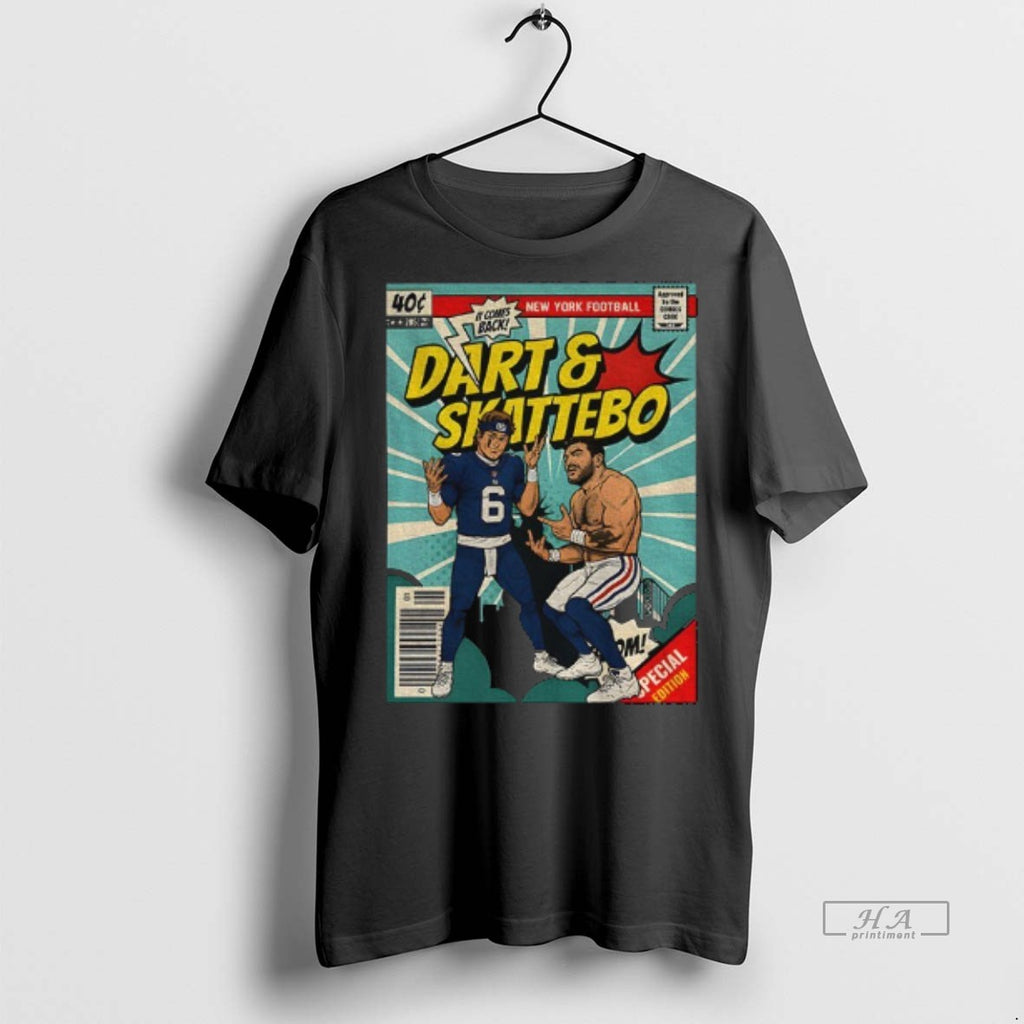 Official Jaxson Dart And Cam Skattebo Comic It Comes Back Ny Football Shirt