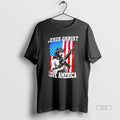 Official Jesus Christ I Love America Rifle American Flag Graphic
