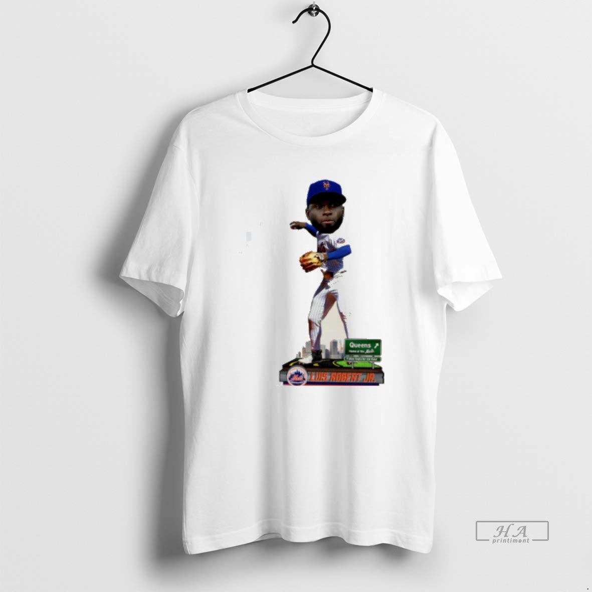 Official Luis Robert Jr New York Mets Next Stop Caricature Tee