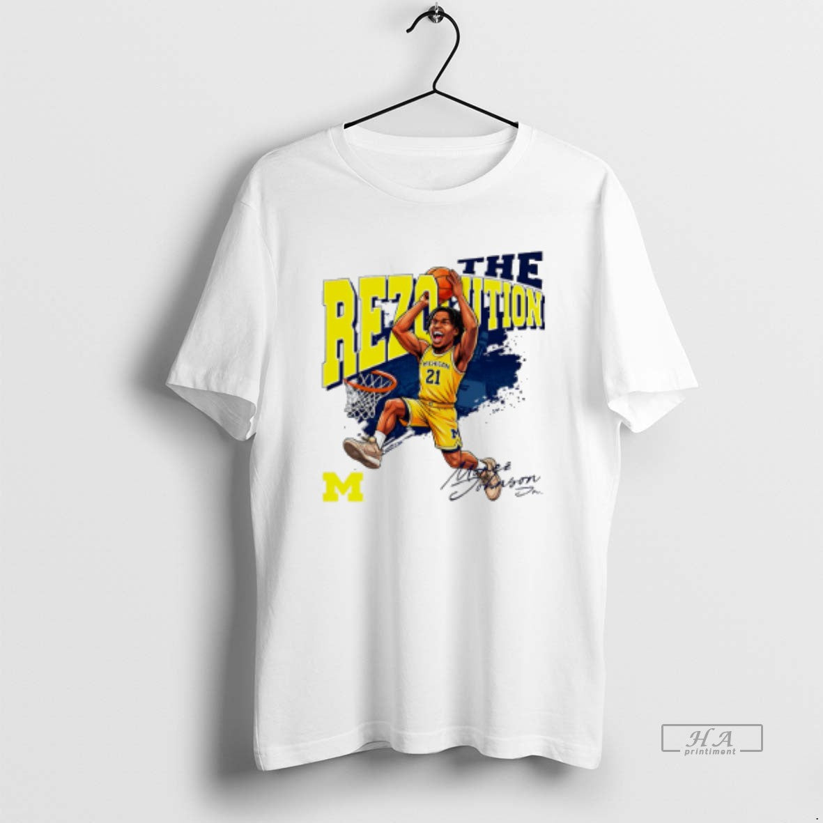 Official Michigan Basketball Morez Johnson Jr The Rezolution Caricature