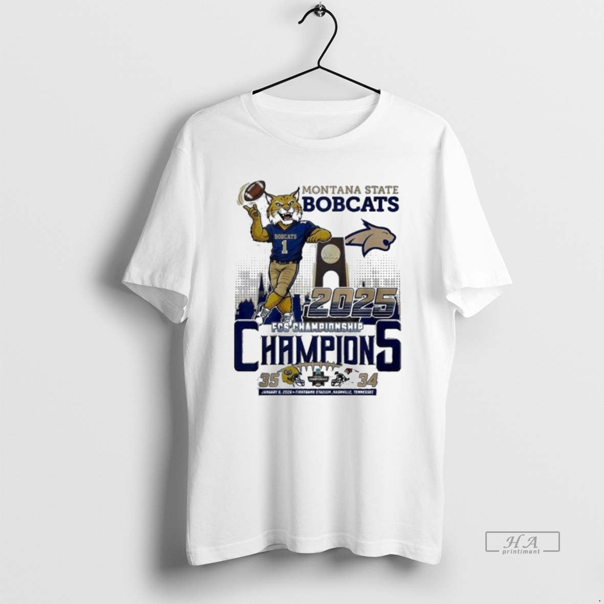 Official Montana State Bobcats 2025 National Champions Mascot City Skyline