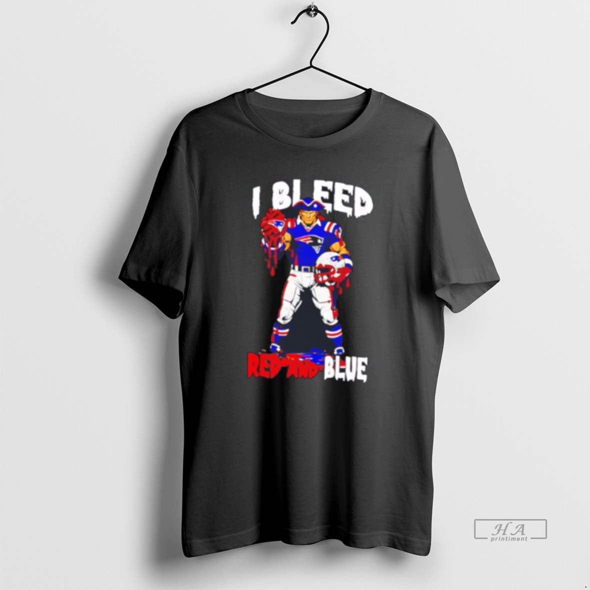 Official New England Patriots I Bleed Red And Blue Tee
