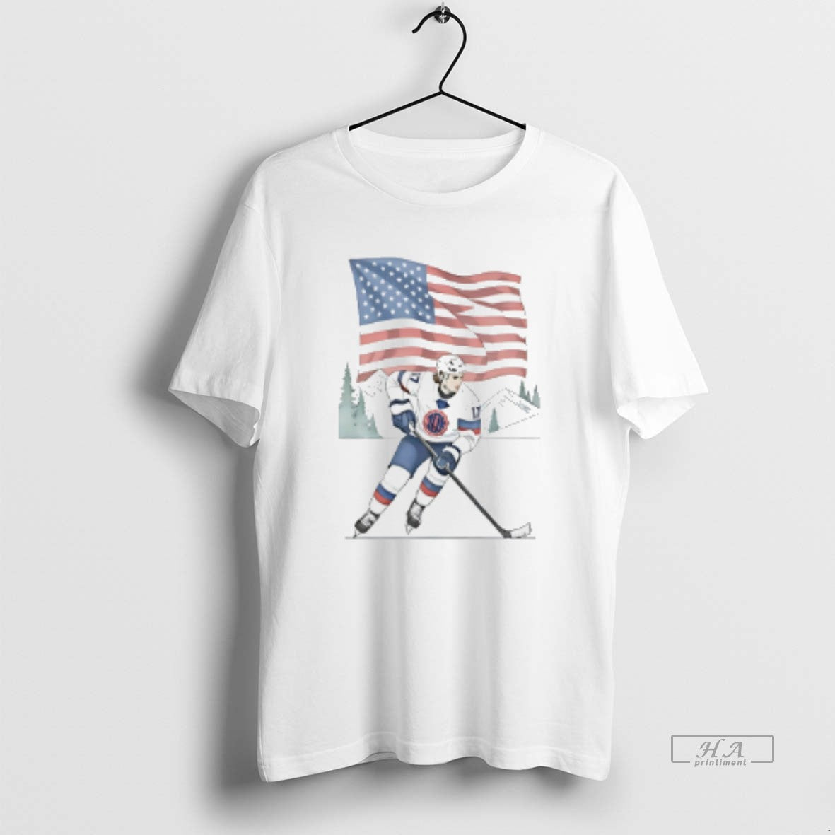 Official Olympic Hockey Ploayer American Flag 2026