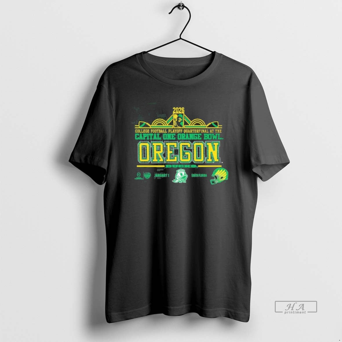 Official Oregon 2026 Cfp Orange Bowl Art Deco Player