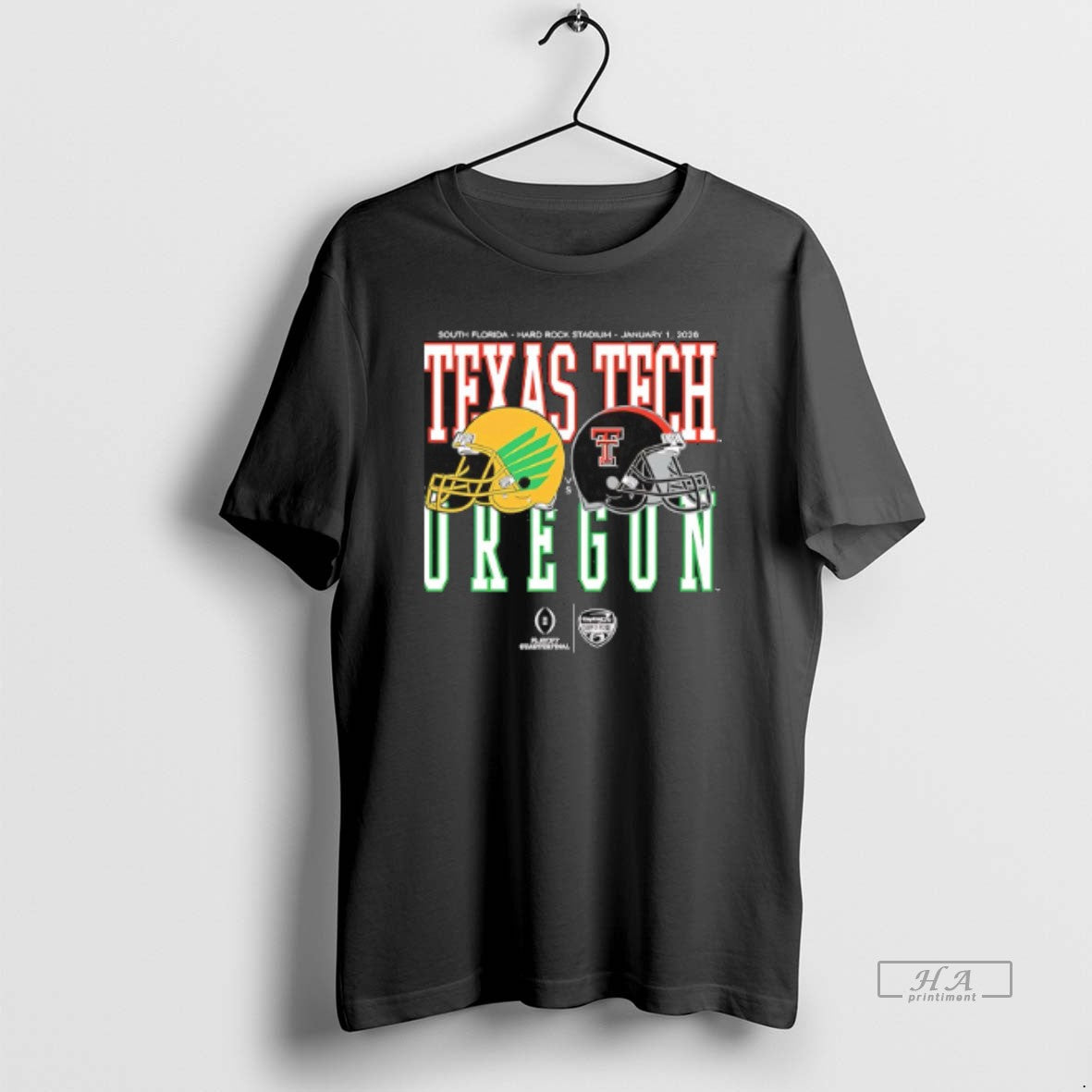 Official Oregon Vs Texas Tech 2026 Capital One Orange Bowl Helmet Matchup