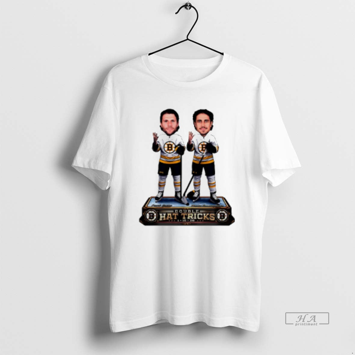 Official Pavel Zacha Marat Khusnutdinov Boston Bruins Double Hat Trick Caricature