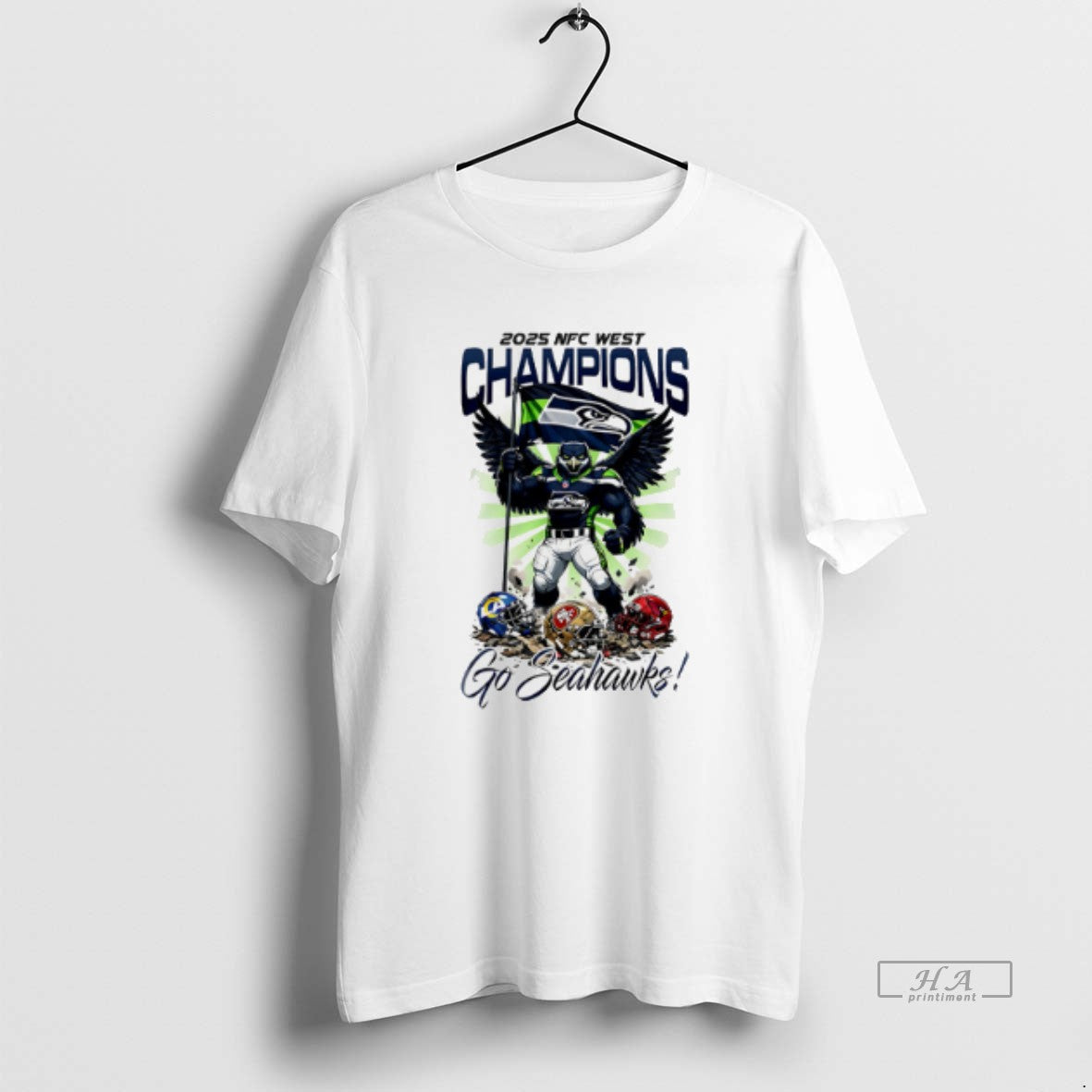 Official Seattle Seahawks Nfl Nfc West Champions Super Bowl 2025 Mascot