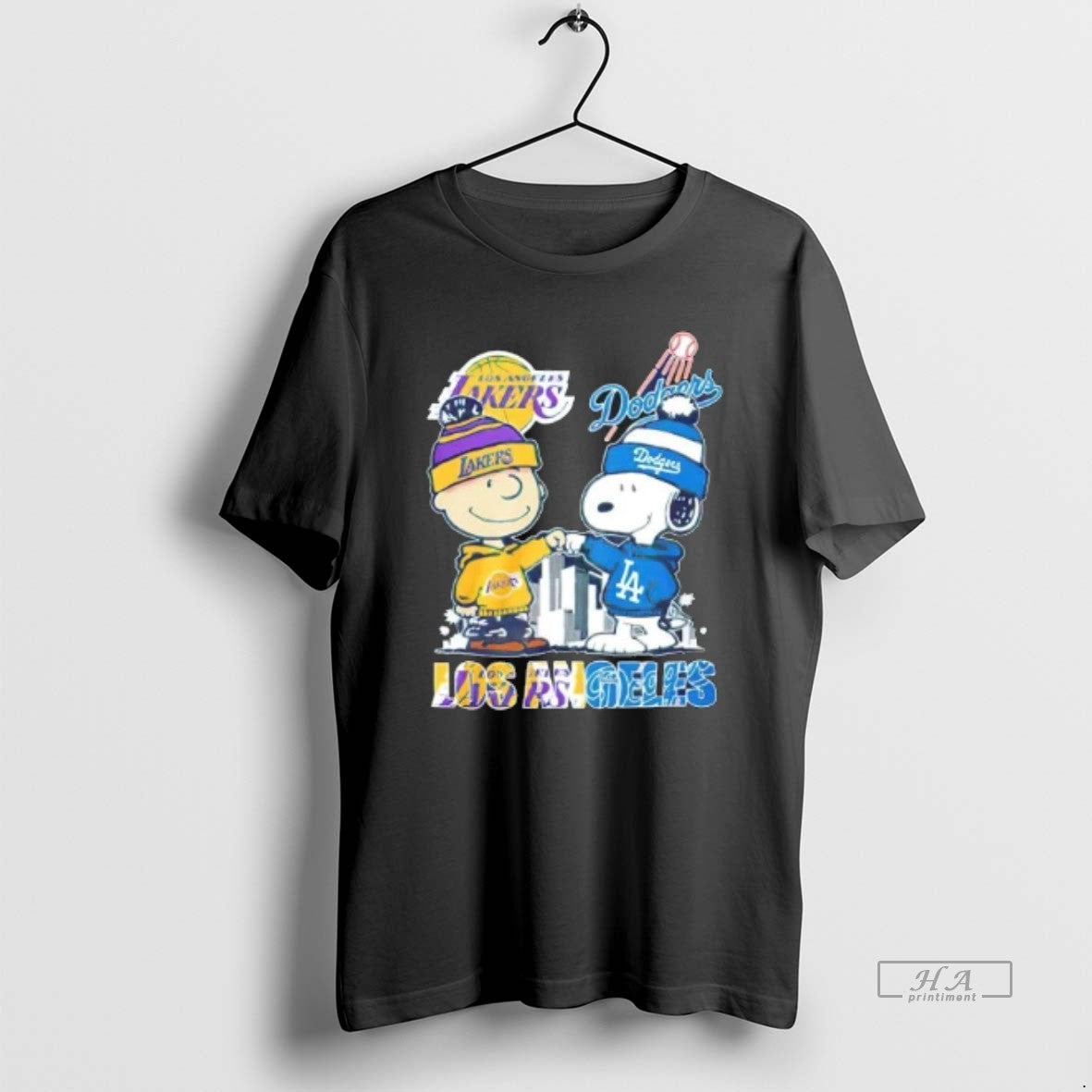 Official Snoopy And Charlie Brown Los Angeles Lakers And Dodgers Skyline City