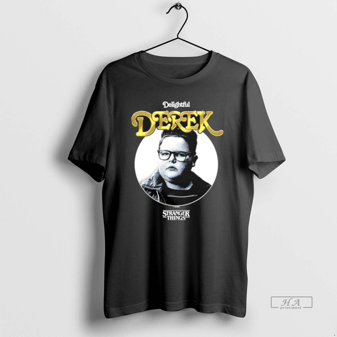 Official Stranger Things Raglan Delightful Derek Graphic