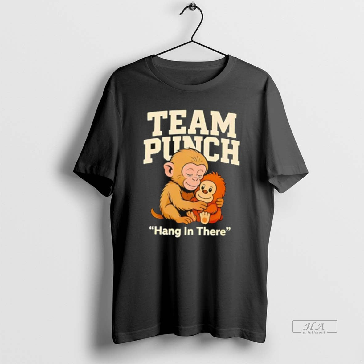 Official Team Punch Hang In There Brown Monkey Hugging Monkey