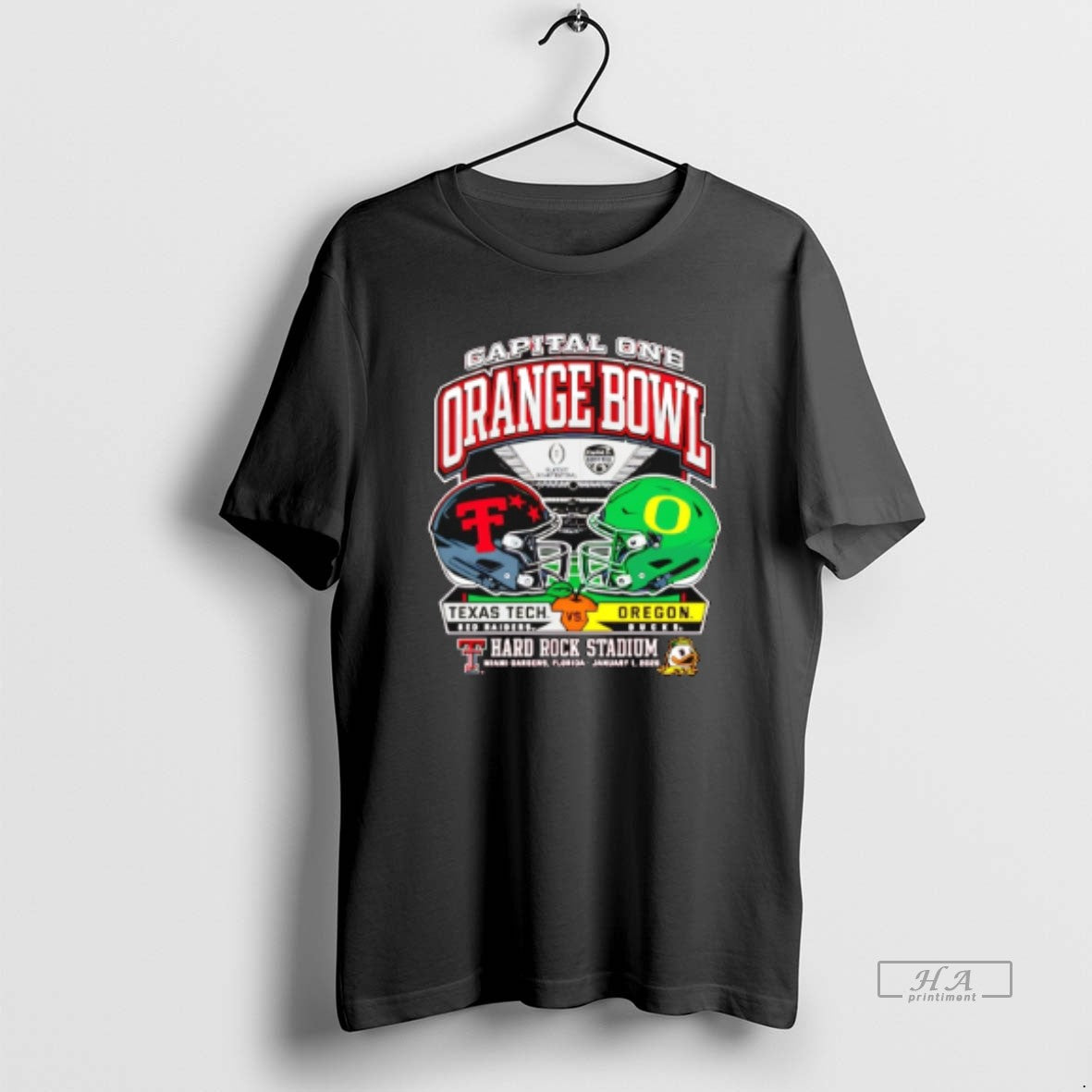 Official Texas Tech Vs Oregon 2025 Orange Bowl Dueling Helmets