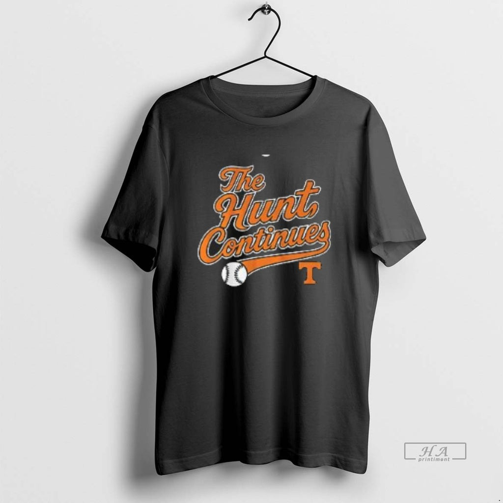 Official The Hunt Continues Tennessee Baseball Text Design
