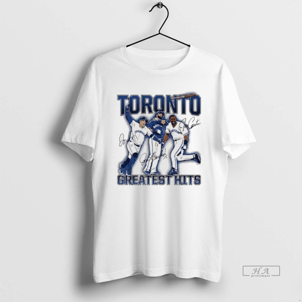 Official Toronto Greatest Hits Joe Carter Jose Bautista And George Springer Player Autographed
