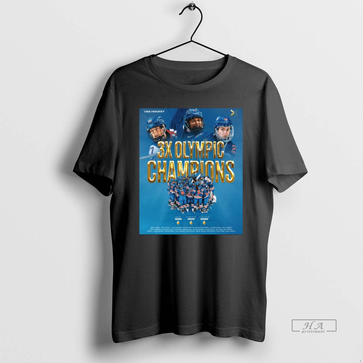 Official Usa Hockey 3x Champions Nagano 1998 Pyeongchang 2018 Milano Cortina 2026