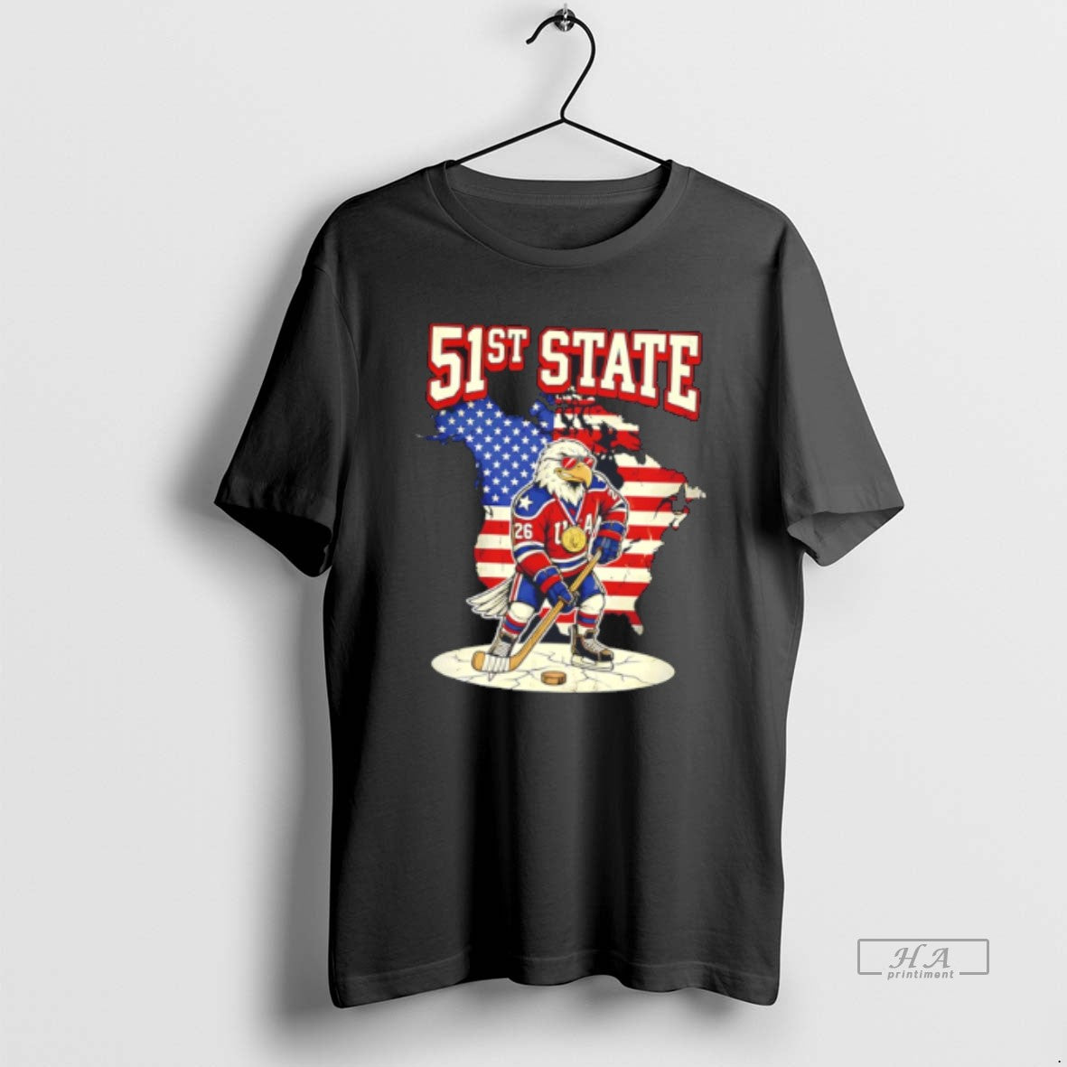 Official Usa Hockey 51st State Gold Medal Mascot Tee