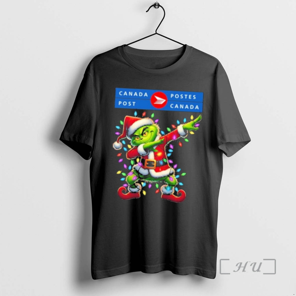 Officials Canada Post Logo X Grinch Dabbing Light Christmas T Shirt Sweater