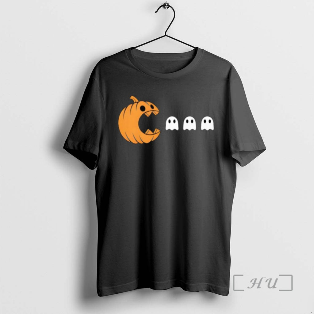 Officials Funny Halloween Pumpkin Eating Ghost Tee Shirt Sweater