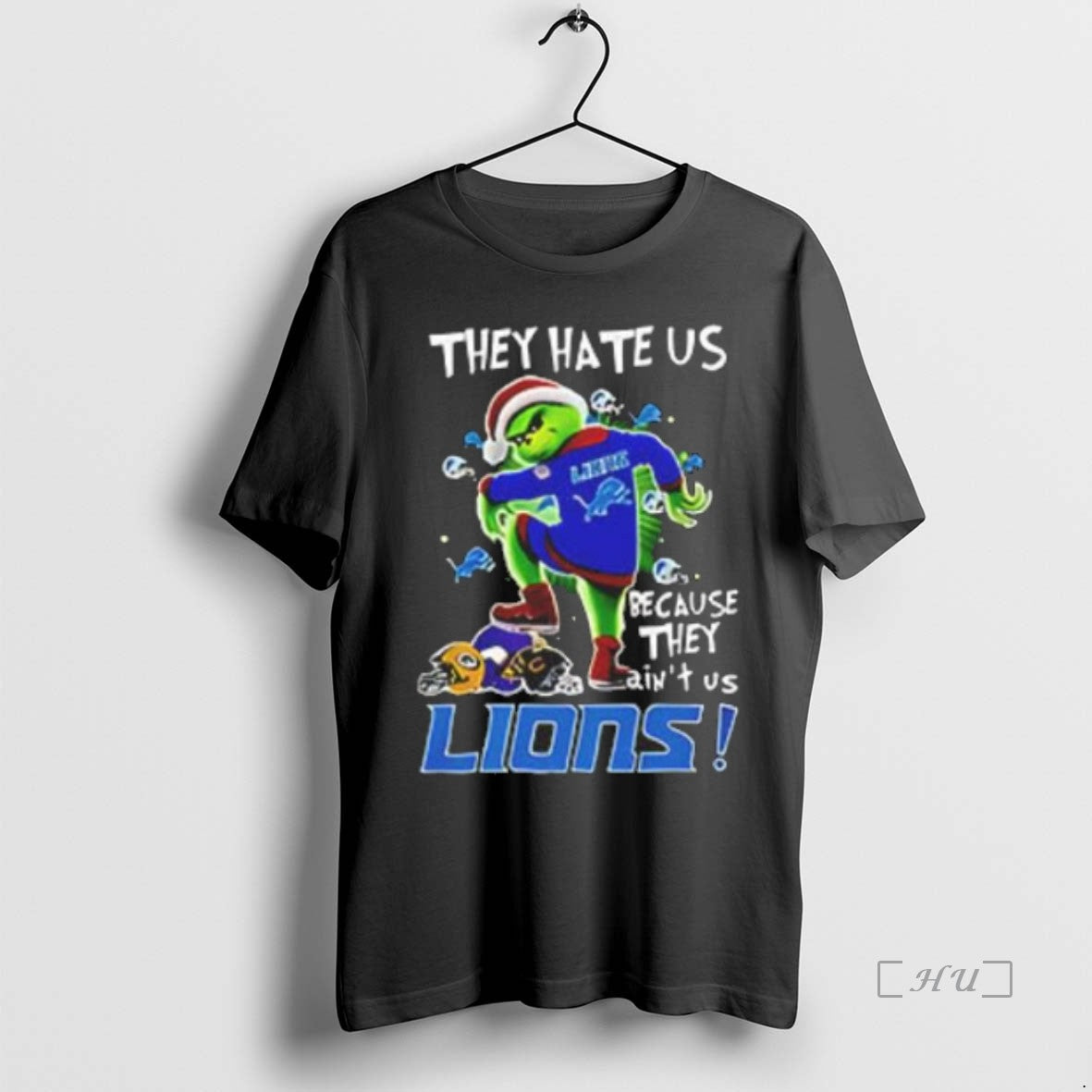 Officials Grinch They Hate Us Because They Aint Us Lions Christmas T Shirt Sweater