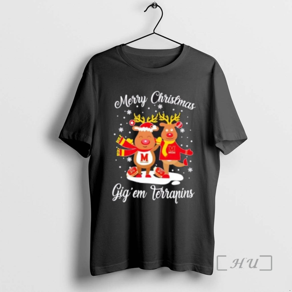 Officials Merry Christmas Gig Em Maryland Terrapins Tee Shirt Sweater