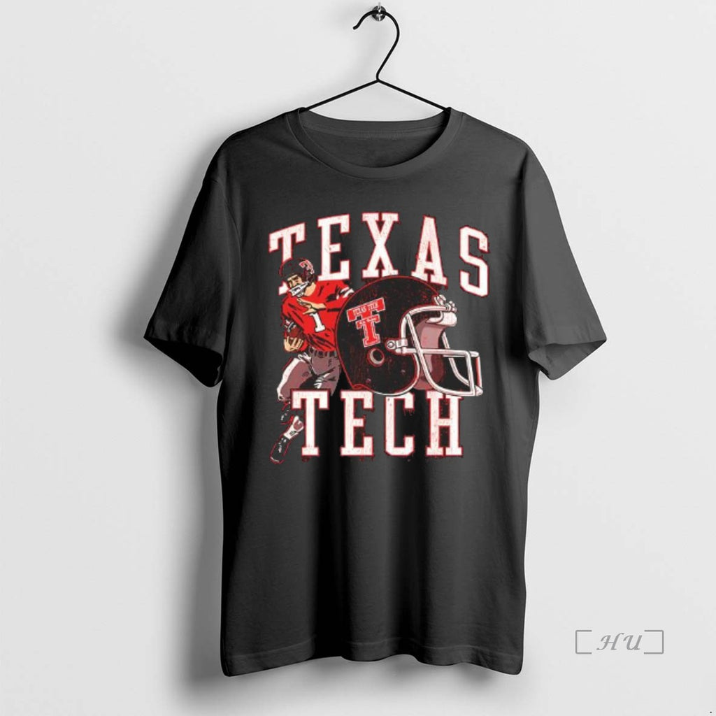 Officials Texas Tech Helmet And Player Number 1 T Shirt Sweater