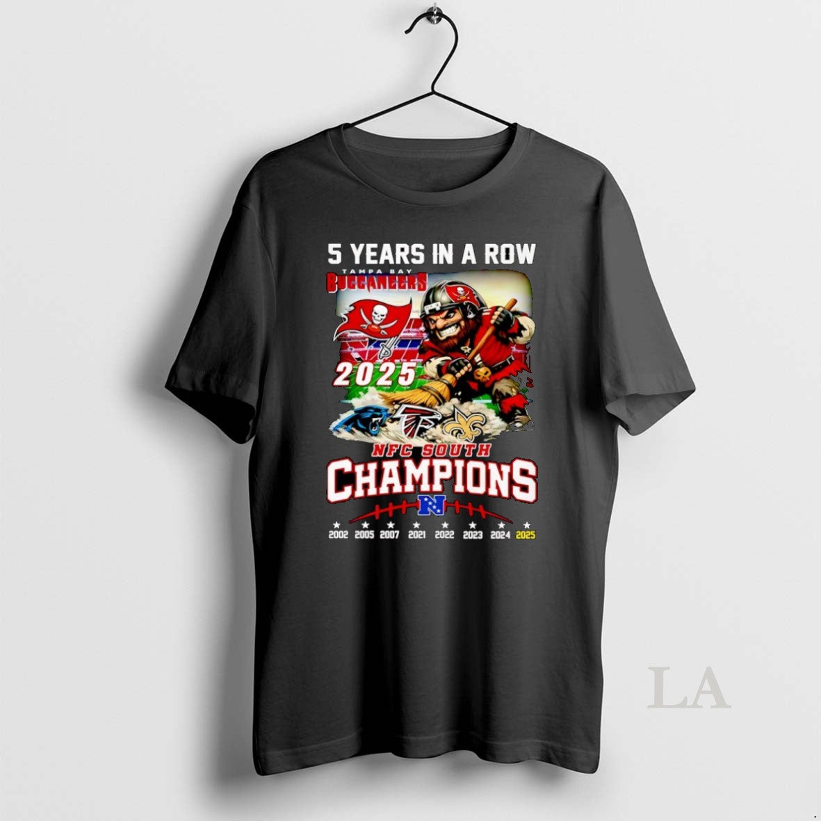 Original 5 Years In A Row Tampa Bay Buccaneers 2025 Nfc South Champions Mascot