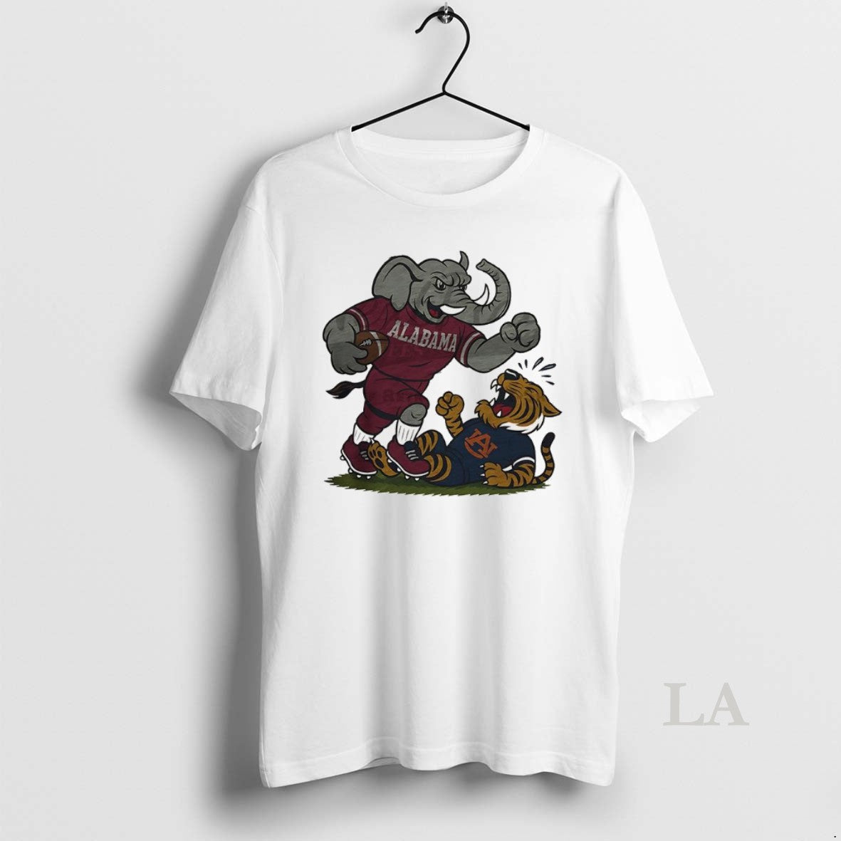 Original Alabama Crimson Tide Overwhelms Auburn Tigers Ncaa Football Artwork Mascot Fight Retro