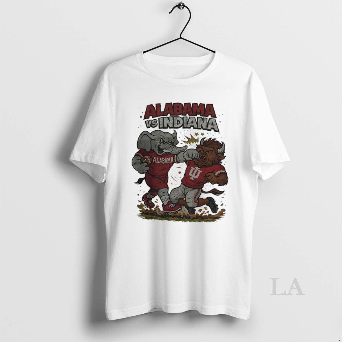 Original Alabama Crimson Tide Vs Indiana Hoosiers Ncaa Football Artwork Mascots Fight Retro