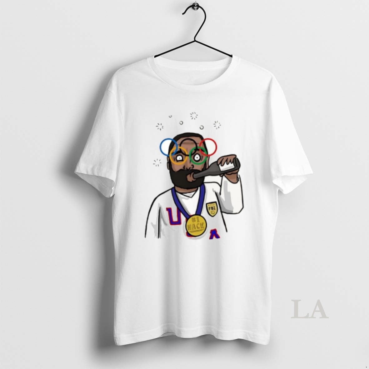 Original Bearded Man With Olympic Rings Glasses And Fbi Badge