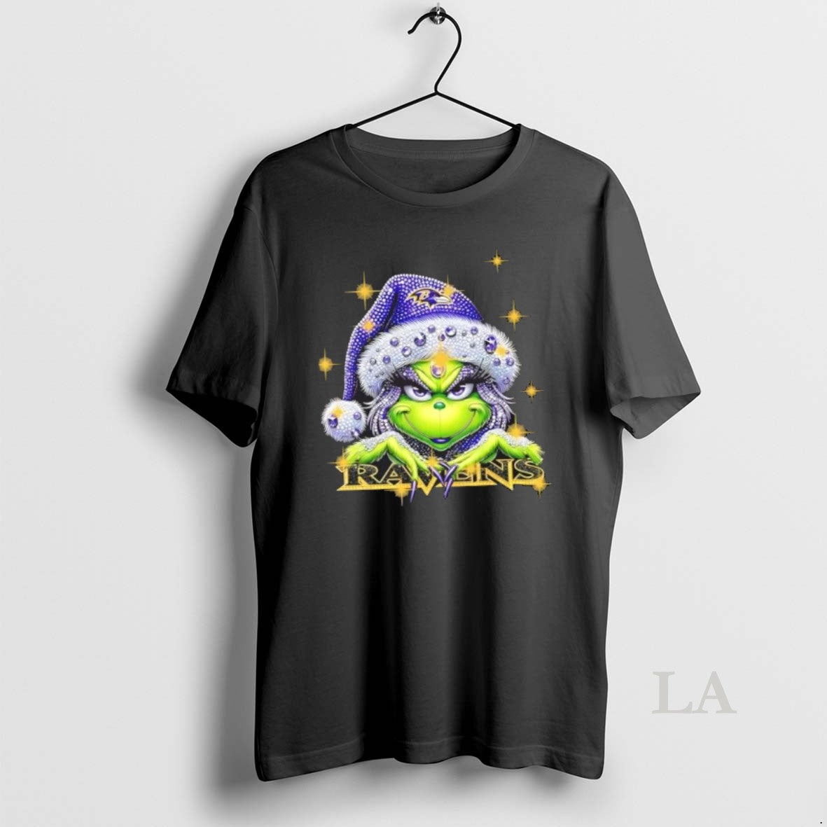 Original Glitter Diamond Grinch Girl X Baltimore Ravens Football Graphic