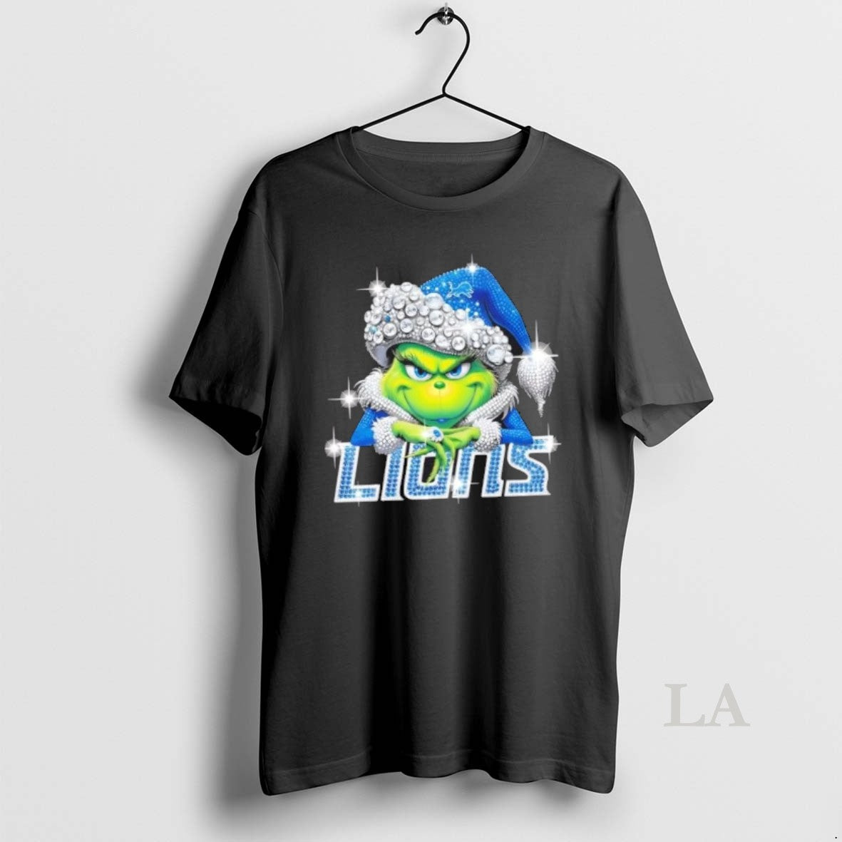Original Glitter Diamond Grinch Girl X Detroit Lions Football Graphic