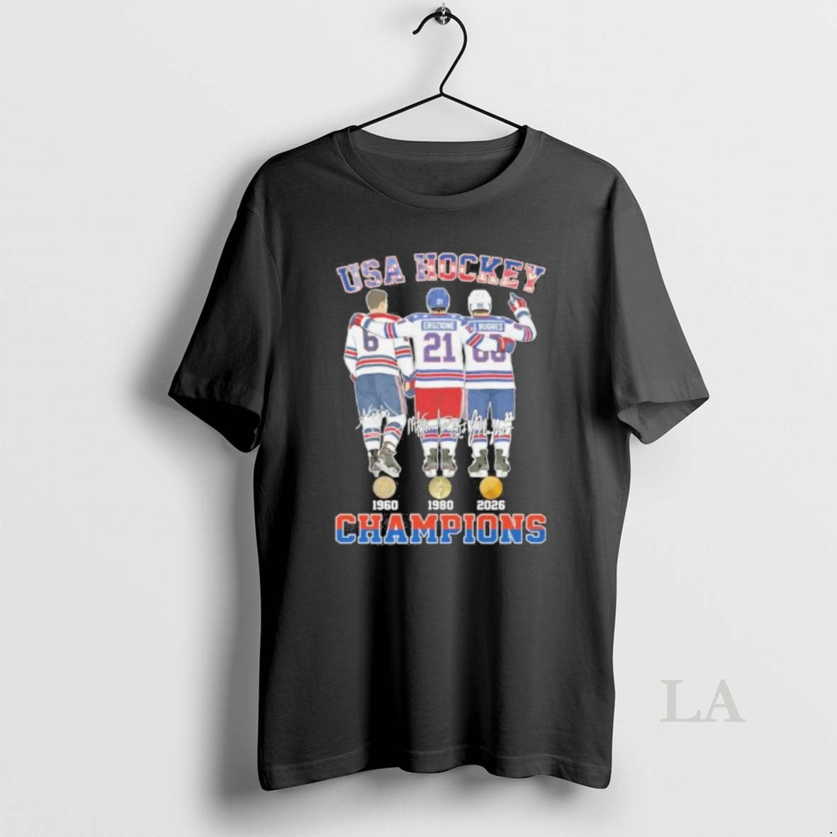 Original Herb Brooks Mike Eruzione And Jack Hughes Usa Hockey Champions