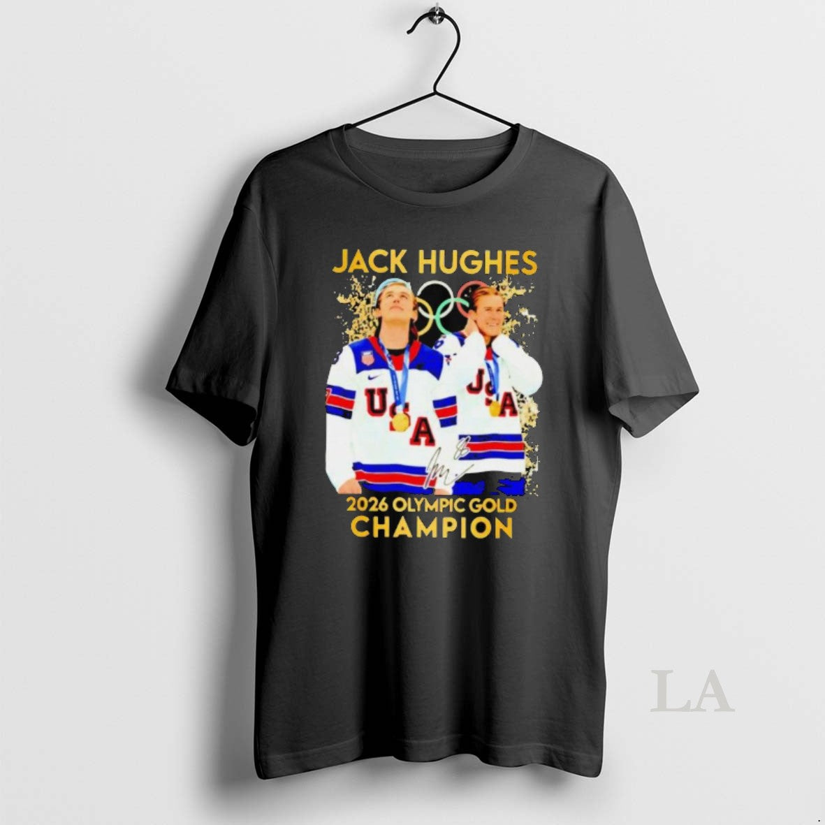Original Jack Hughes Hero Usa Mens Olympic Hockey Olympic Gold 2026 Long Sleve